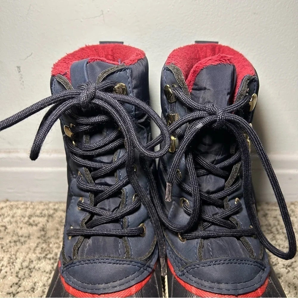 Tommy Hilfiger Mica Brogue Navy Blue & Red Ankle Lace Up Winter Boots Size 6